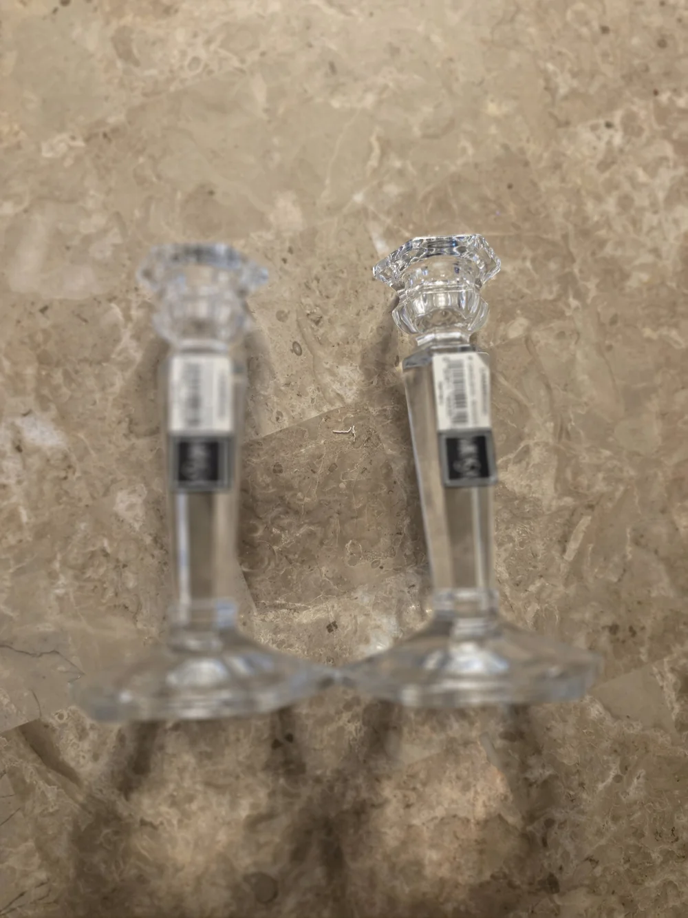 Mikasa Cambridge Clear Hexagonal Crystal Candle Holders - Pair